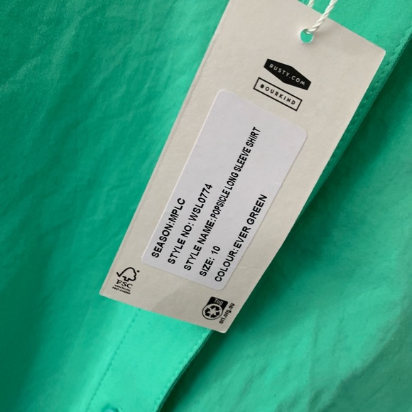 NWT Rusty Surf Popsicle Evergreen Long Sleeve Button Up Shirt Size Medium - Picture 10 of 12